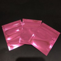 Custom printed Aluminum foil zipper Flat Barrier Pouches/ 3 side seal flat pouch pink zip bag