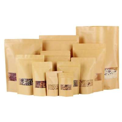 Custom stand zipper kraft paper visible pet food plastic packaging ziplock bag