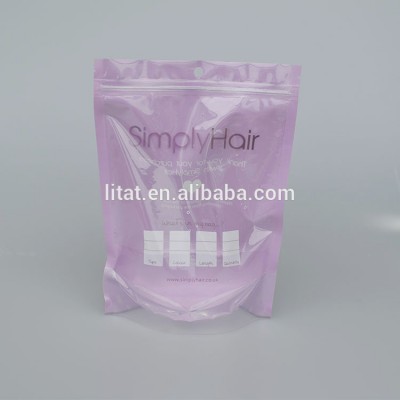 High Quality Printed Transparent Zipper Plastic Wig Packaging Bag