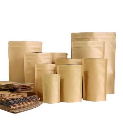 Food Grade stand up Kraft Paper Zipper Bag with transparent Window